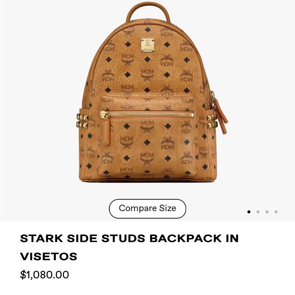 MCM Tan Stark Side Studs Backpack